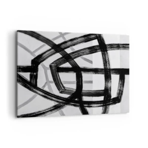 Quadro su tela - Stampe su Tela - Linee astratte in bianco e nero che si intersecano su uno sfondo chiaro - 120x80cm - Costruendo la profondità - Decorazione murale moderna per soggiorno e camera da letto ARTTOR