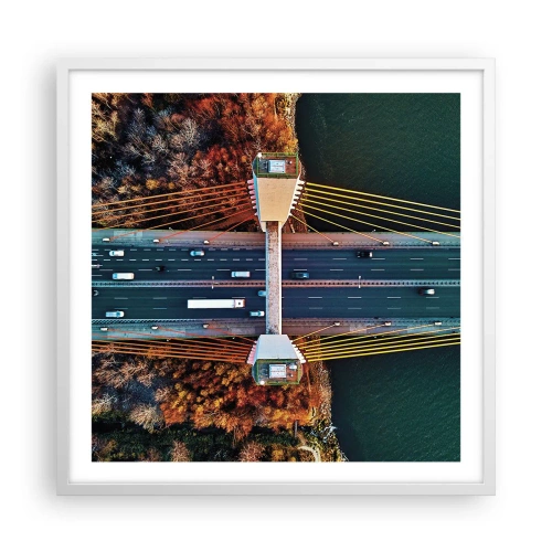 Poster in cornice bianca - Oltre il fiume, oltre il bosco - 60x60 cm