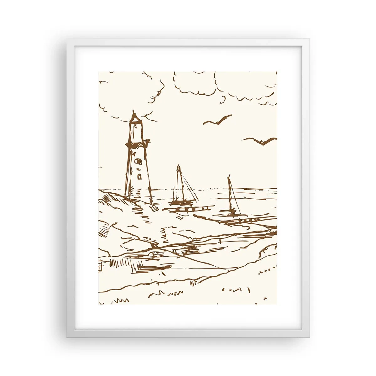 Poster in cornice bianca - Schizzo dei ricordi d'estate - 40x50 cm