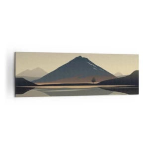 Quadro su tela - Stampe su Tela - Paesaggio montano minimalista con riflesso nell'acqua - 160x50cm - Immagine speculare - Decorazione murale moderna per soggiorno e camera da letto ARTTOR
