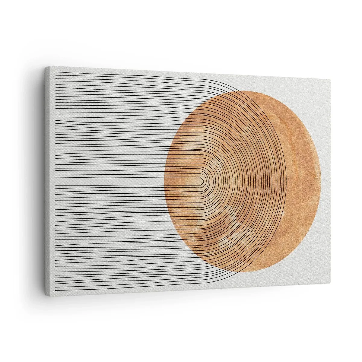 Quadro su tela - Stampe su Tela - Composizione geometrica con cerchi e linee dai colori caldi. - 70x50cm - Composizione solare - Decorazione murale moderna per soggiorno e camera da letto ARTTOR