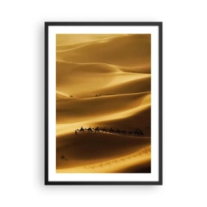 Poster in cornice nera - Una carovana di cammelli sulle dune del deserto - 50x70cm - La carovana sulle onde del deserto - Decorazione murale moderna per soggiorno e camera da letto ARTTOR