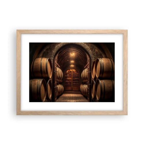 Poster in cornice rovere chiaro - L'atmosfera della cantina - 40x30 cm