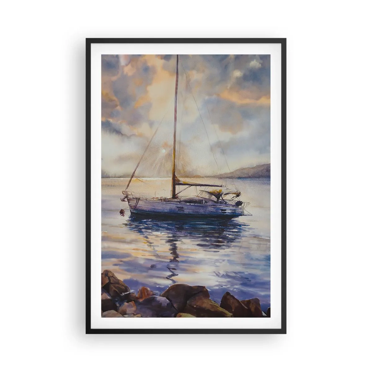 Poster in cornice nera - La sera nel golfo - 61x91 cm