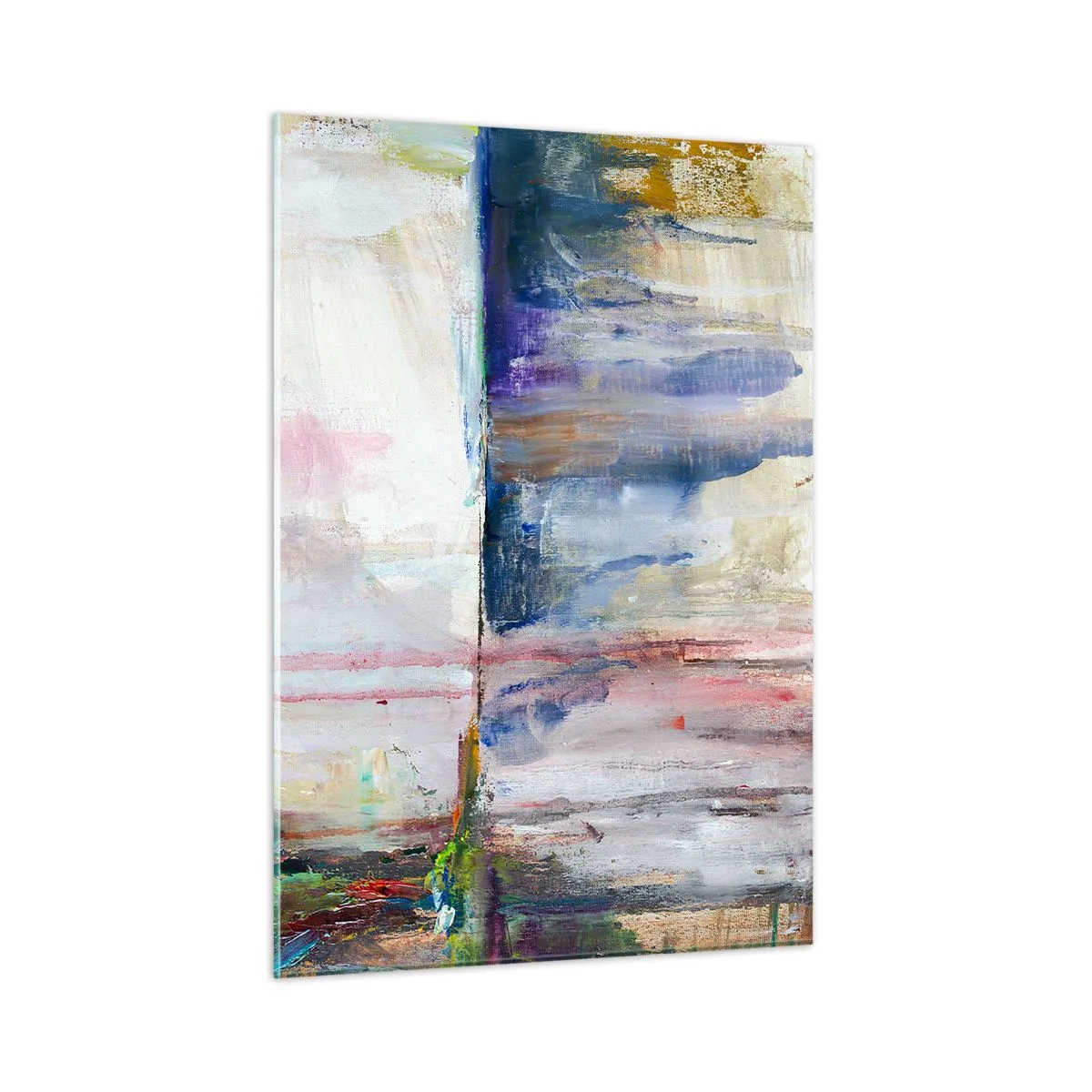 Quadro su vetro - Un'astrazione colorata con pennellate e texture dinamiche. - 50x70cm - Impressioni e suggestioni colorate - Decorazione murale moderna per soggiorno e camera da letto ARTTOR