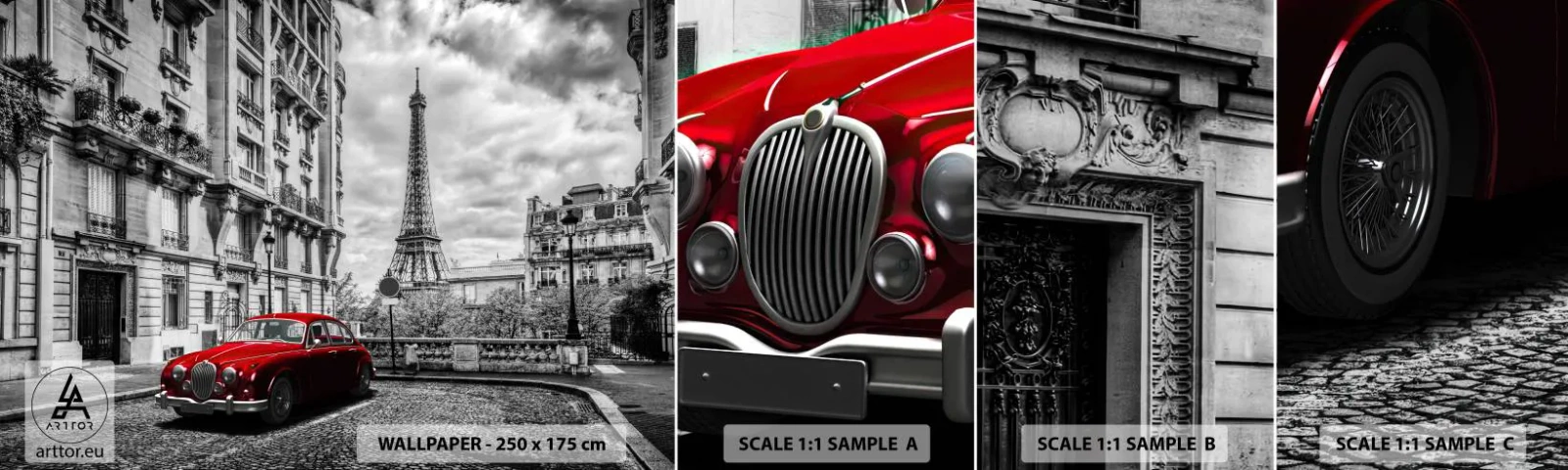 Campione Di Fotomurale Standard Eco - Predatore in città - Città, Torre Eiffel, Parigi - 100x30 cm