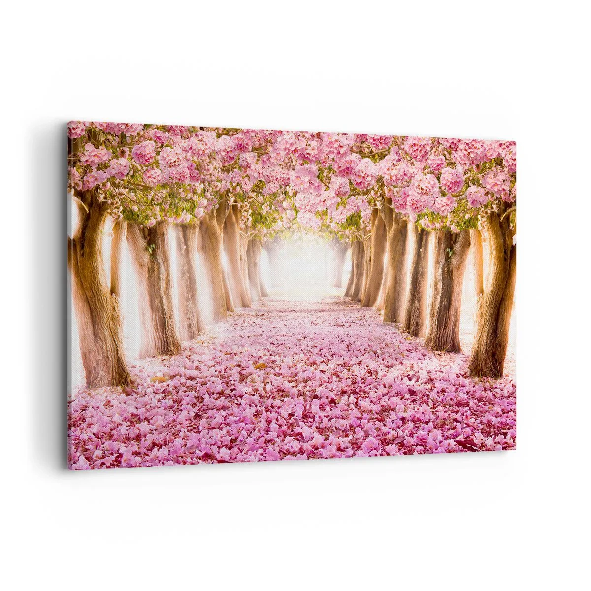 Quadro su tela - Stampe su Tela - Un viale di alberi in fiore nelle sfumature del rosa - 120x80cm - La strada verso il paradiso - Decorazione murale moderna per soggiorno e camera da letto ARTTOR