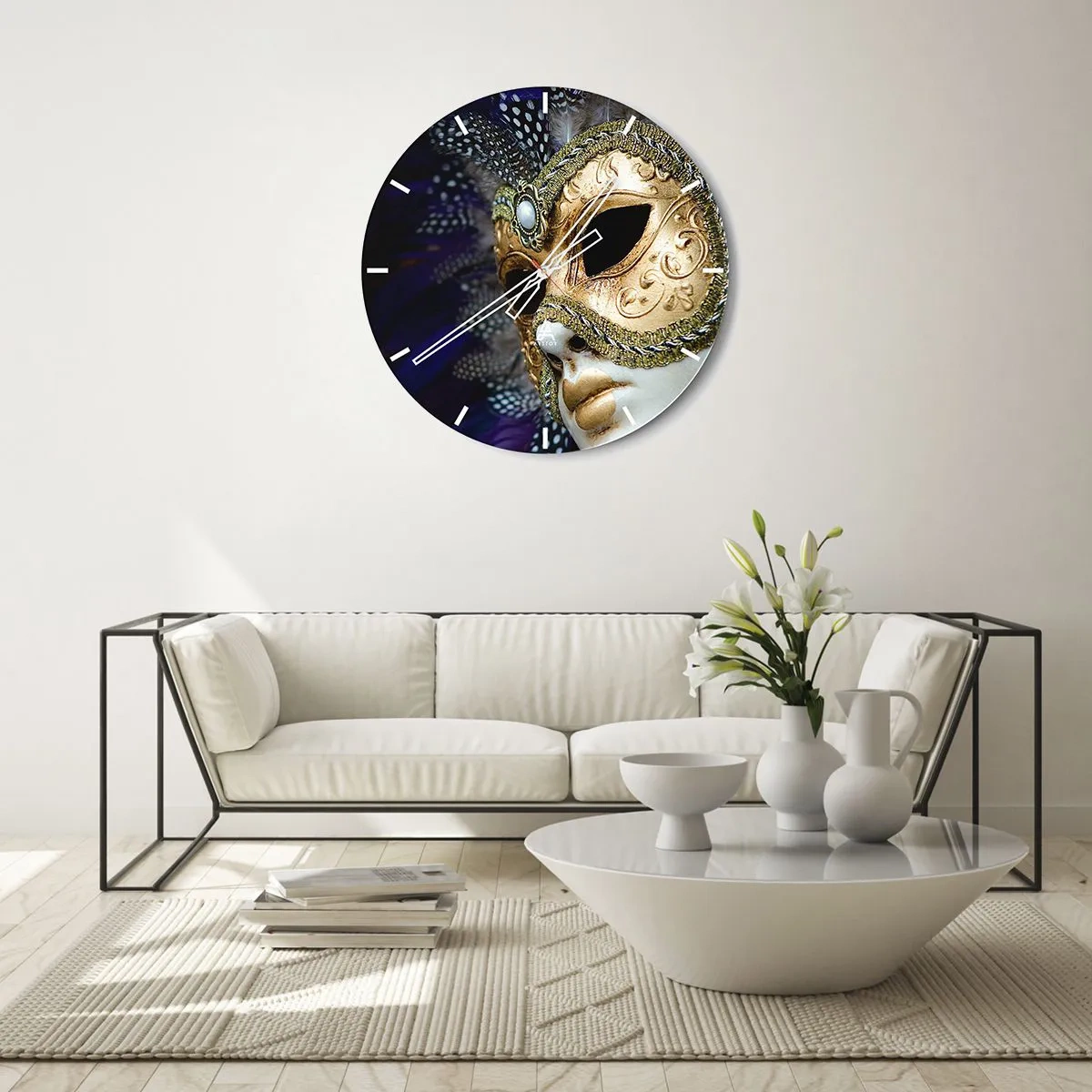 Orologio da parete - Orologio in Vetro - Ritratto di Venezia in oro - 40x40 cm