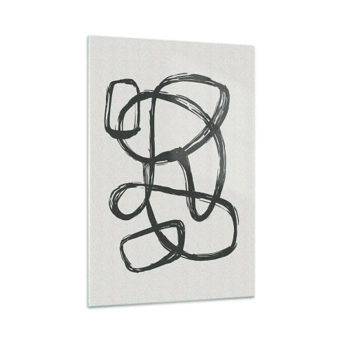 Quadro su vetro - Linee astratte che creano forme libere su uno sfondo chiaro - 70x100cm - Astrazione aggrovigliata - Decorazione murale moderna per soggiorno e camera da letto ARTTOR