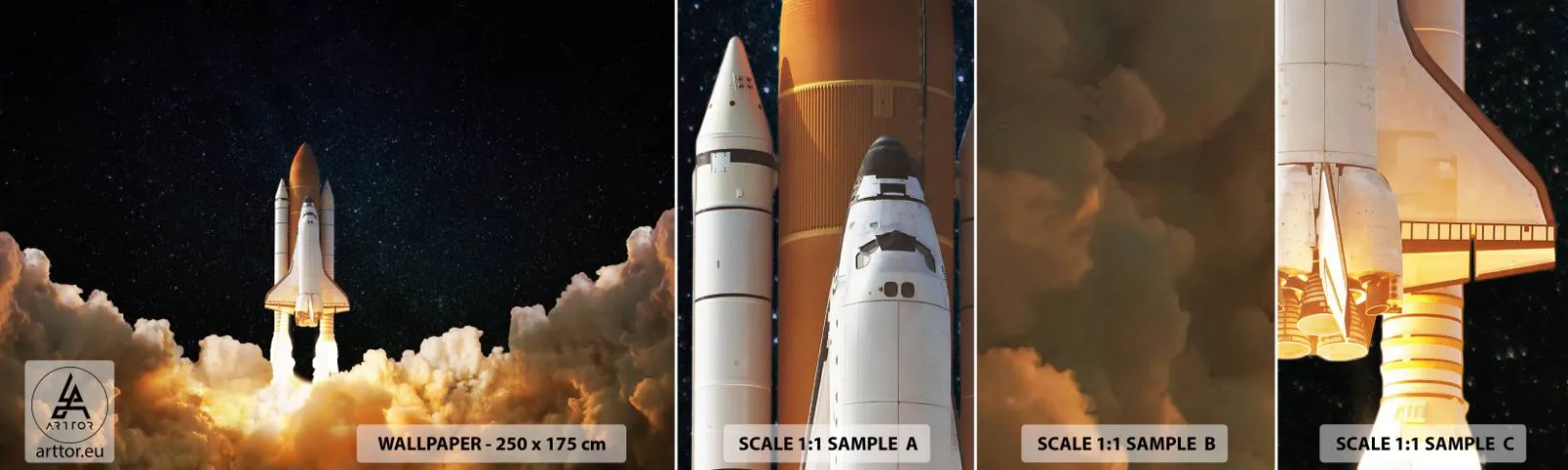 Campione di Fotomurale Adesivo Deluxe Sticker - Ad astra! - Cosmo, Astronomia, Navicella spaziale - 100x30 cm