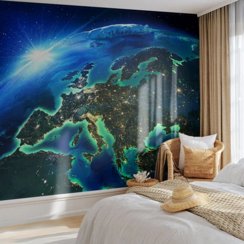 Fotomurali Premium Sand - L'Europa scintillante - Cosmo, Pianeta Terra, Continenti - 150x105 cm