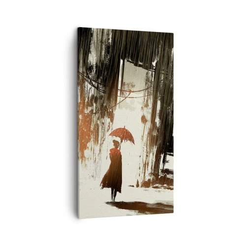 Quadro su tela - Stampe su Tela - La poesia dell'ombrello rosso - 45x80 cm
