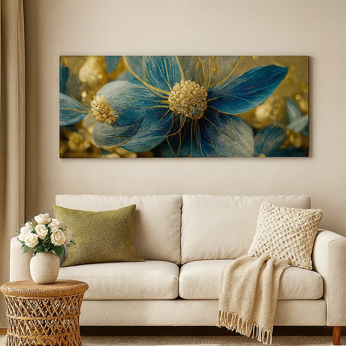 Quadro su tela - Stampe su Tela - Fiorire d'oro - 30x30 cm