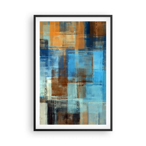 Poster in cornice nera - Attraverso la tenda blu - 61x91 cm
