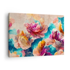 Quadro su tela - Stampe su Tela - Fiori colorati su sfondo beige - 70x50cm - Lo splendore colorato del bouquet - Decorazione murale moderna per soggiorno e camera da letto ARTTOR