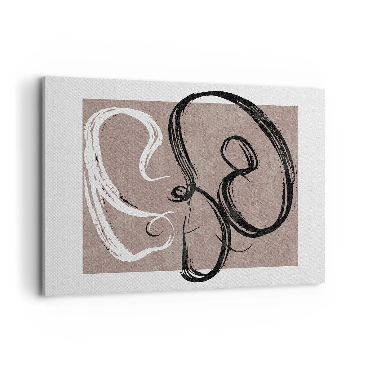 Quadro su tela - Stampe su Tela - Astrazione in bianco e nero su sfondo beige - 100x70cm - Composizione: alla ricerca della pienezza - Decorazione murale moderna per soggiorno e camera da letto ARTTOR