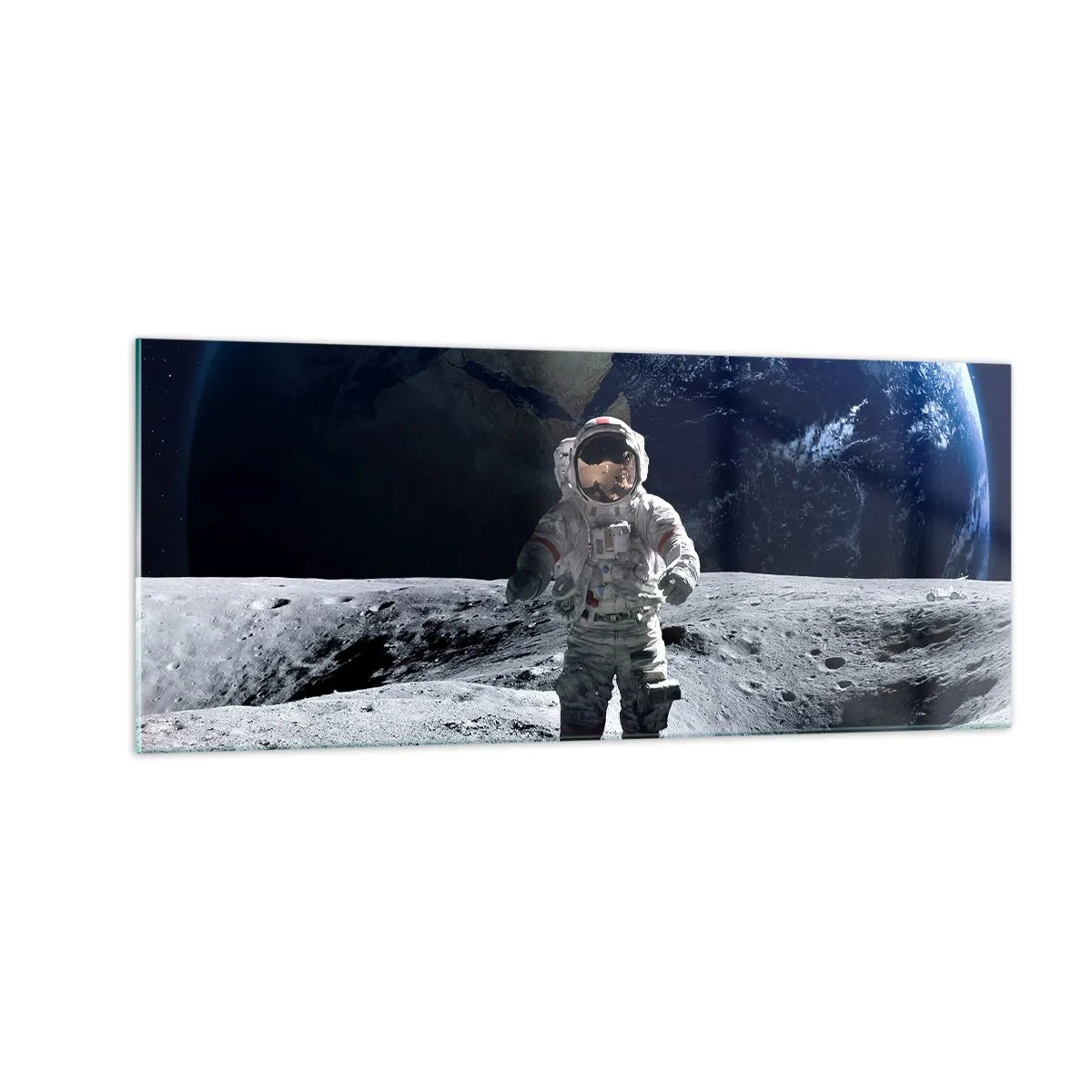 Quadro su vetro - Saluti dalla luna - 100x40 cm