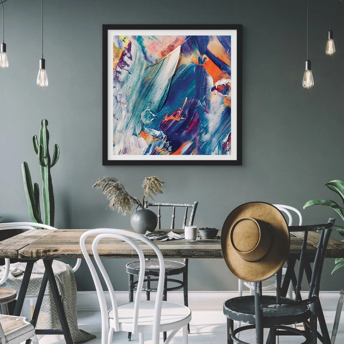 Poster in cornice nera - La confusione del colore - 40x40 cm