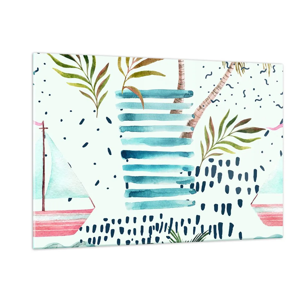 Quadro su vetro - Vacanze sotto le palme - 120x80cm - Vacanze sotto le palme - Decorazione murale moderna per soggiorno e camera da letto ARTTOR