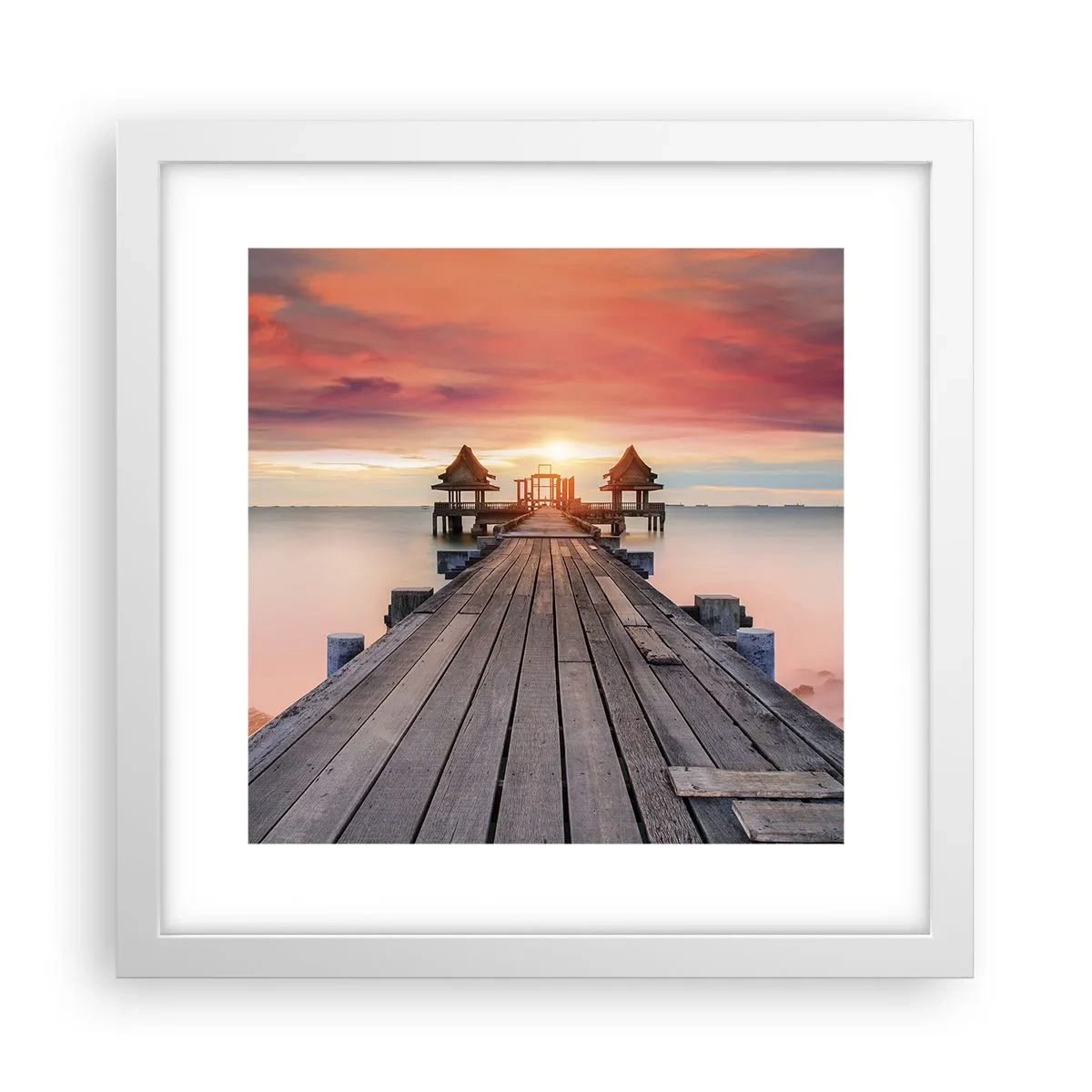 Poster in cornice bianca - Tramonto d'oriente - 30x30 cm