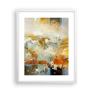 Poster in cornice bianca - Al galoppo attraverso la luce - 40x50 cm
