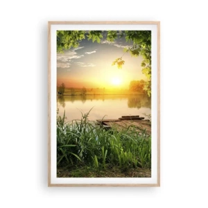 Poster in cornice rovere chiaro - Paesaggio incorniciato di verde - 61x91 cm