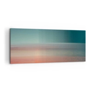 Quadro su tela - Stampe su Tela - Un tramonto in tonalità pastello su un orizzonte calmo - 120x50cm - Astrazione: onde di luce - Decorazione murale moderna per soggiorno e camera da letto ARTTOR