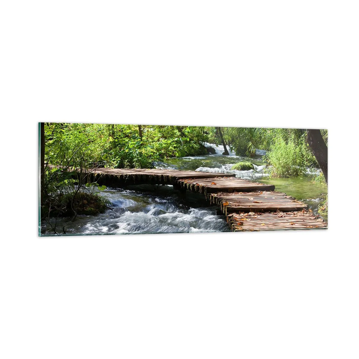 Quadro su vetro - Sulla cascata spumeggiante - 90x30 cm
