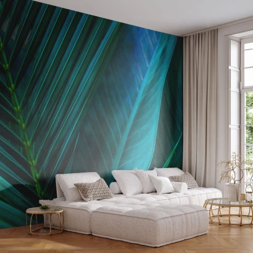 Fotomurali Premium Canvas - Anatomia del verde - Foglie verdi, Pianta tropicale, Natura - 450x315 cm