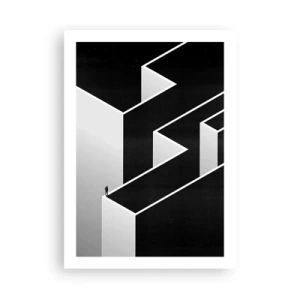 Poster - Un labirinto minimalista in bianco e nero - 50x70cm - Solitudine al vertice - Decorazione murale moderna per soggiorno e camera da letto ARTTOR