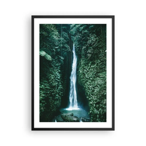 Poster in cornice nera - Cascata nella giungla tropicale - 50x70cm - Terme tropicali - Decorazione murale moderna per soggiorno e camera da letto ARTTOR