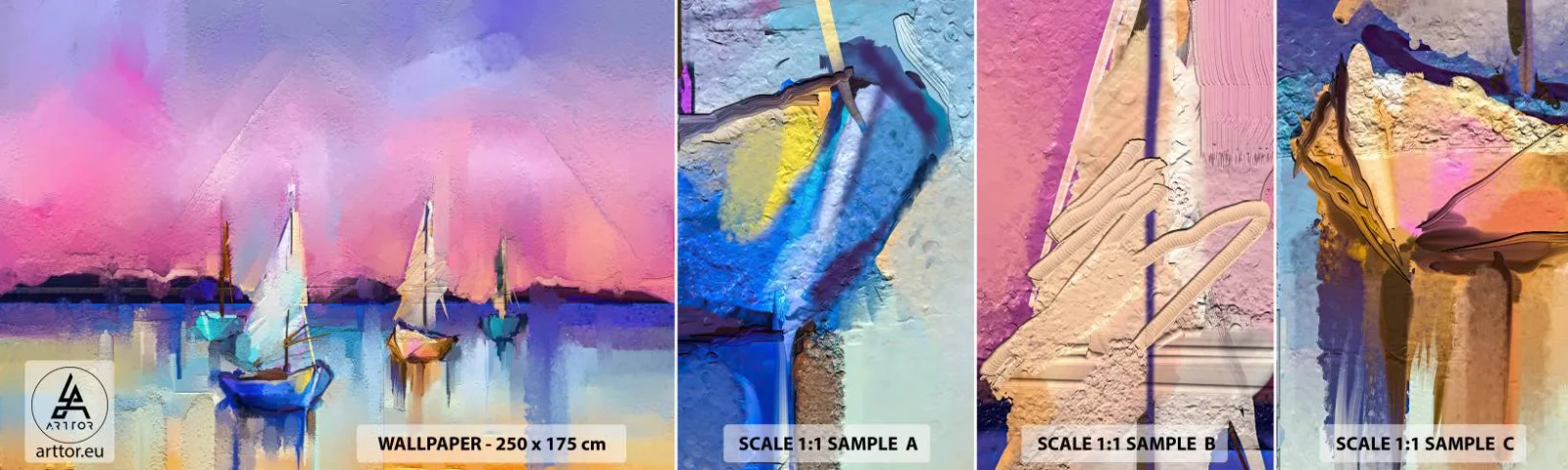 Campione Di Fotomurale Standard Eco - Direzione: mare aperto - Paesaggio, Lago, Barca a vela - 100x30 cm