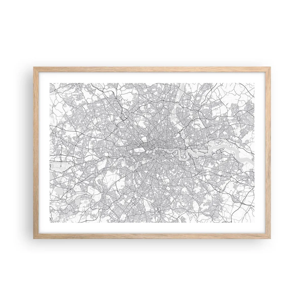 Poster in cornice rovere chiaro - Mappa del labirinto di Londra - 70x50 cm