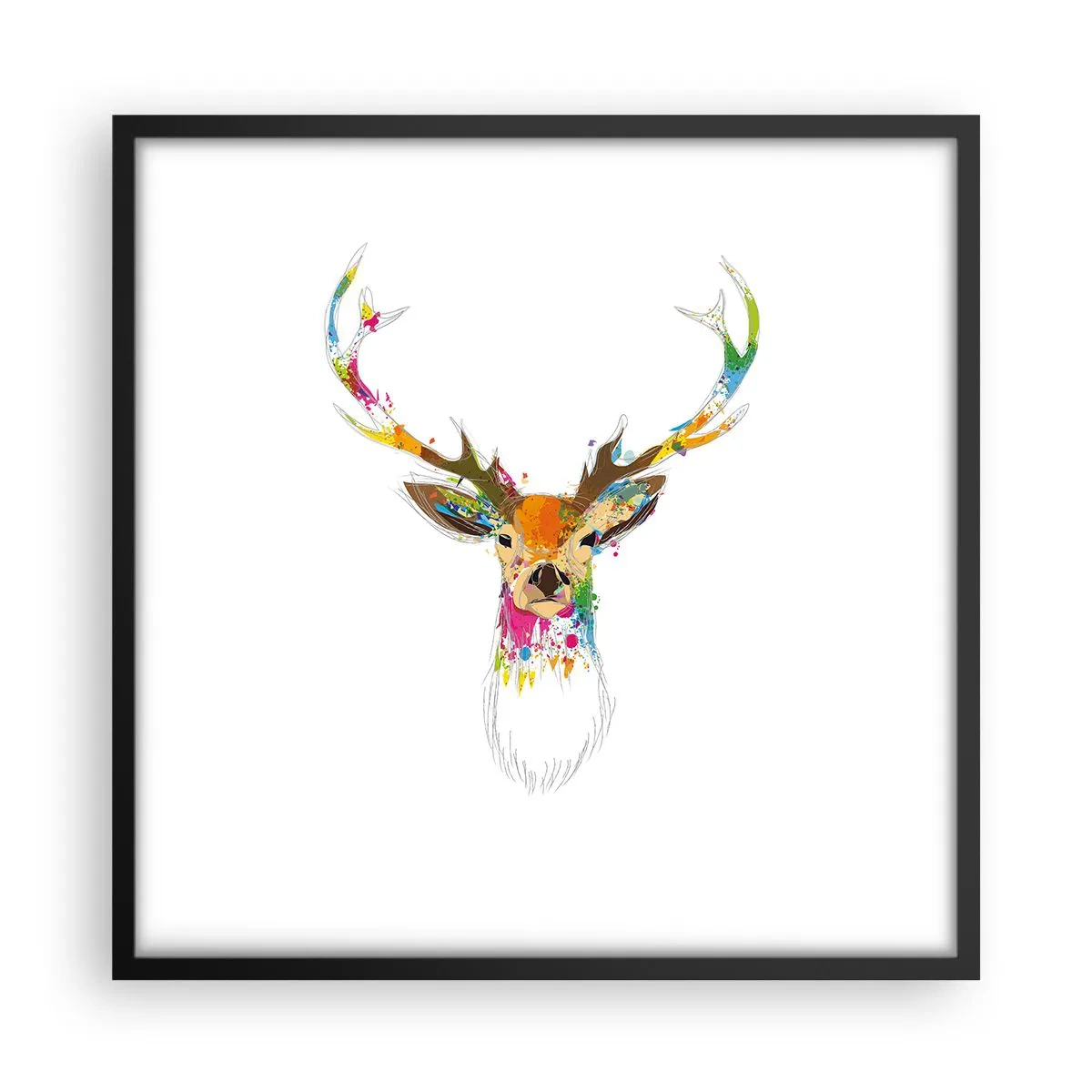 Poster in cornice nera - Mite cerbiatto immerso nel colore - 50x50 cm