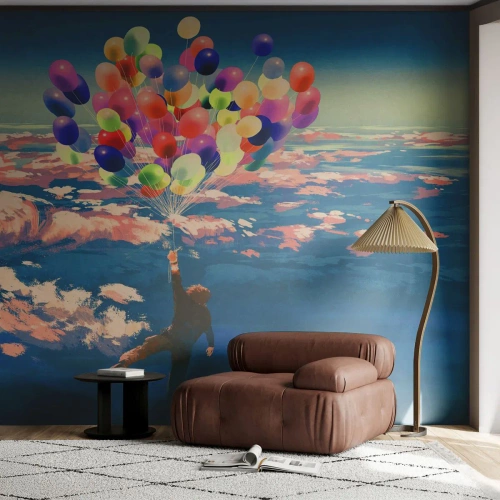 Fotomurali Autoadesivo Deluxe Sticker - Il sogno dell'infanzia realizzato - Per bambini, Palloncini colorati, Astrazione - 100x70 cm