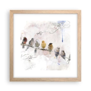 Poster in cornice rovere chiaro - Incontro alato - 30x30 cm