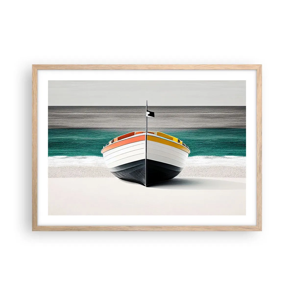 Poster in cornice rovere chiaro - Al suo posto - 70x50 cm