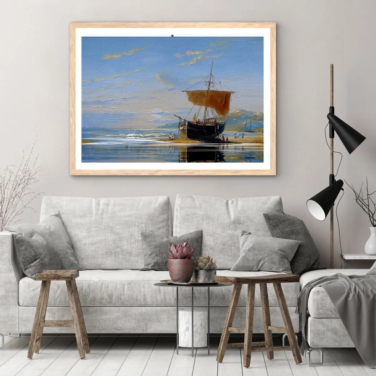 Poster in cornice rovere chiaro - Acqua, terra, aria - 40x30 cm