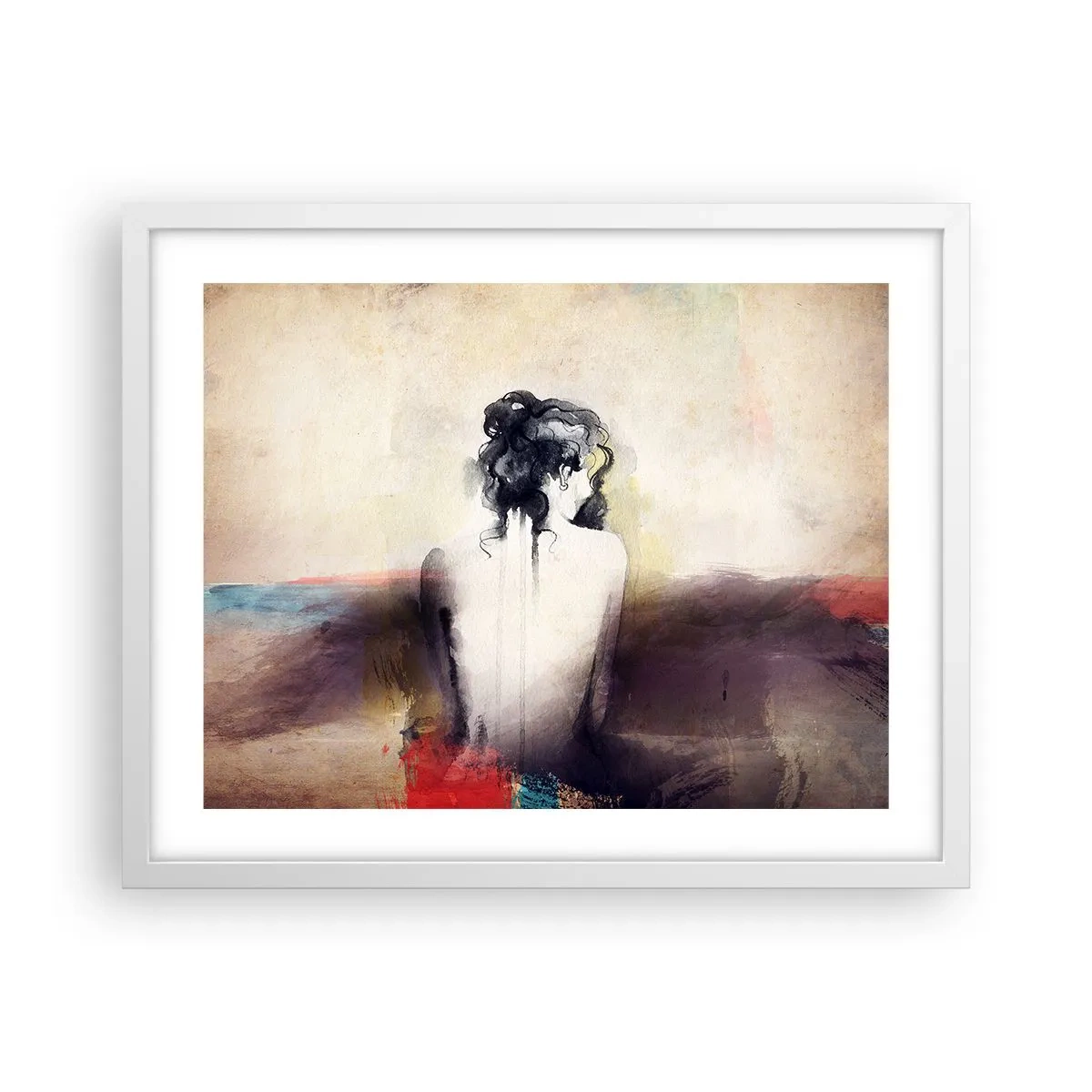 Poster in cornice bianca - Linee miti, forme ovali - 50x40 cm