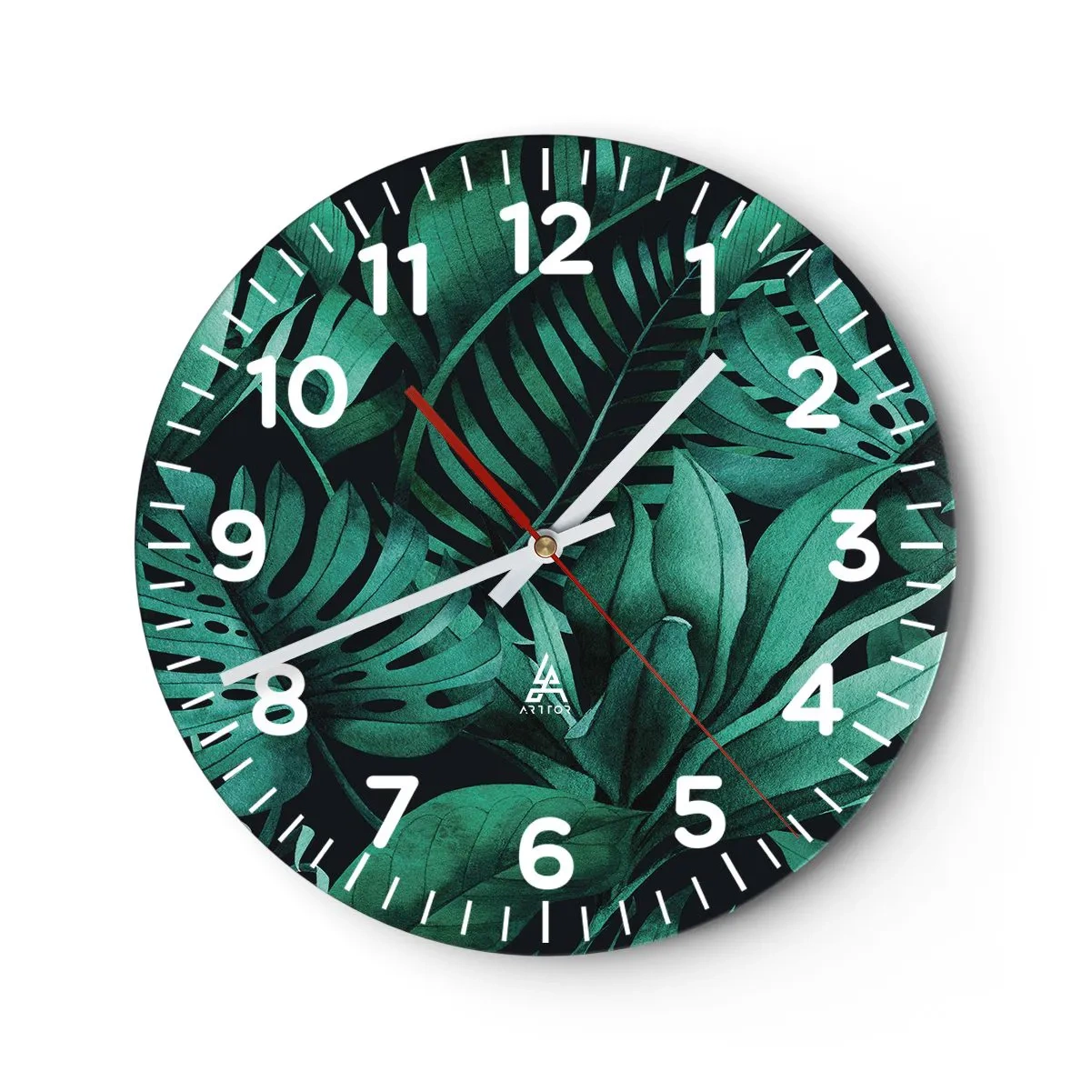 Orologio da parete - Orologio in Vetro - Dal profondo del verde tropicale - 40x40 cm