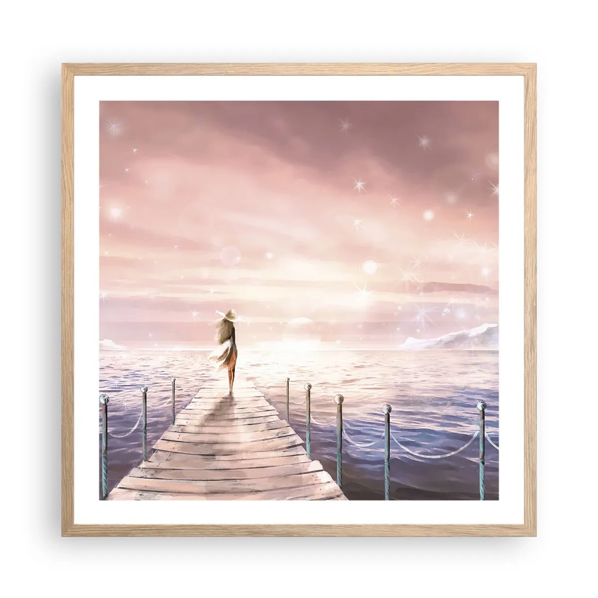 Poster in cornice rovere chiaro - Alla luce del sogno - 60x60 cm