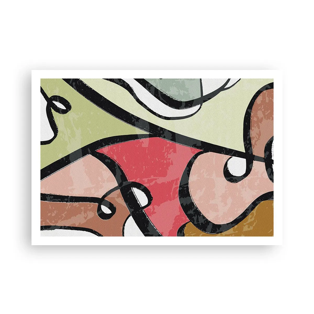 Poster - Forme astratte colorate con linee nere - 100x70cm - Piroette tra i colori - Decorazione murale moderna per soggiorno e camera da letto ARTTOR