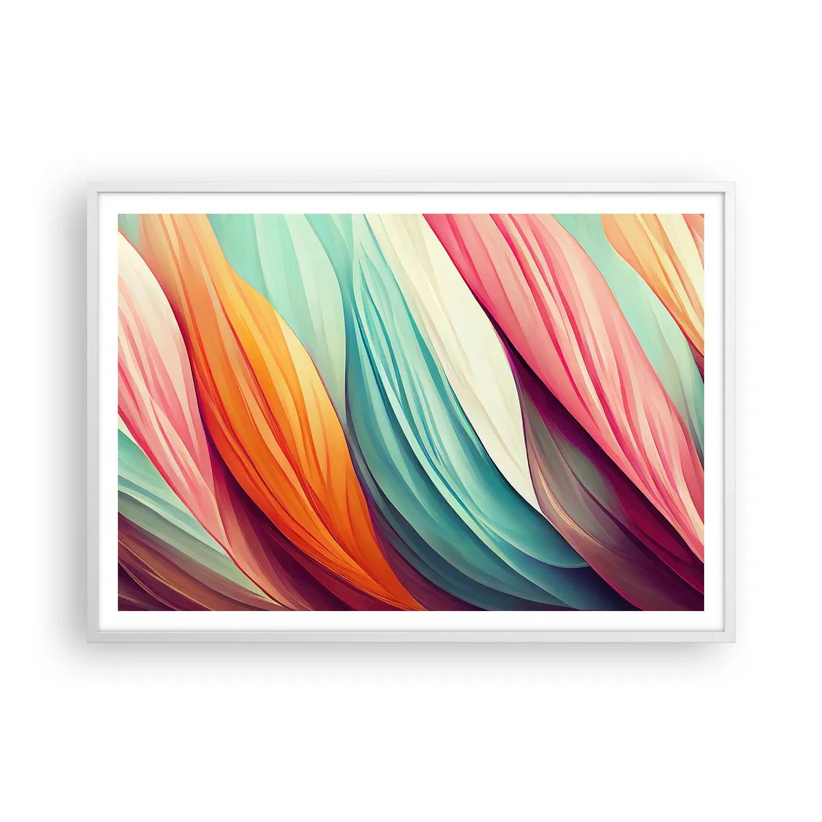 Poster in cornice bianca - Intreccio arcobaleno - 100x70 cm