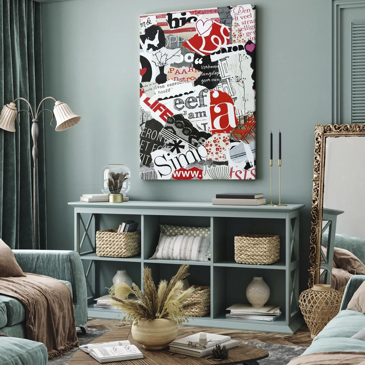 Quadro su tela - Stampe su Tela - Collage hipster - 45x80 cm