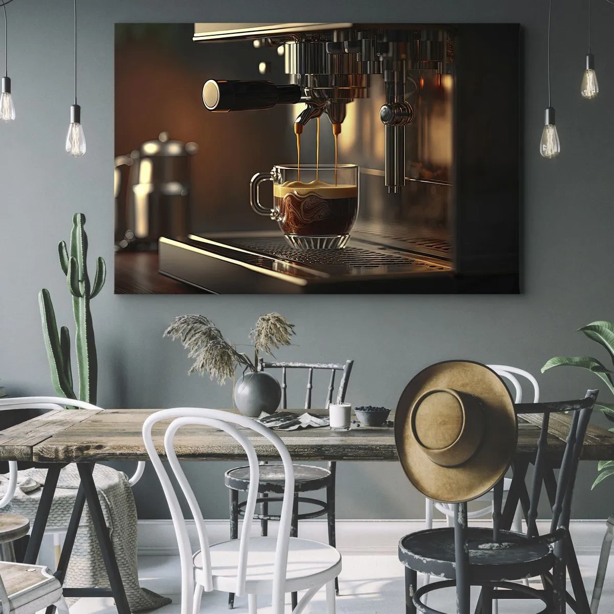 Quadro su tela - Stampe su Tela - Macchina da caffè con una tazza di espresso aromatico - 70x50cm - Miscela sensuale - Decorazione murale moderna per soggiorno e camera da letto ARTTOR