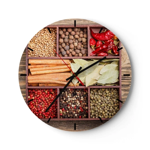 Orologio da parete - Orologio in Vetro - Ordine delle forme, bouquet degli aromi - 40x40 cm