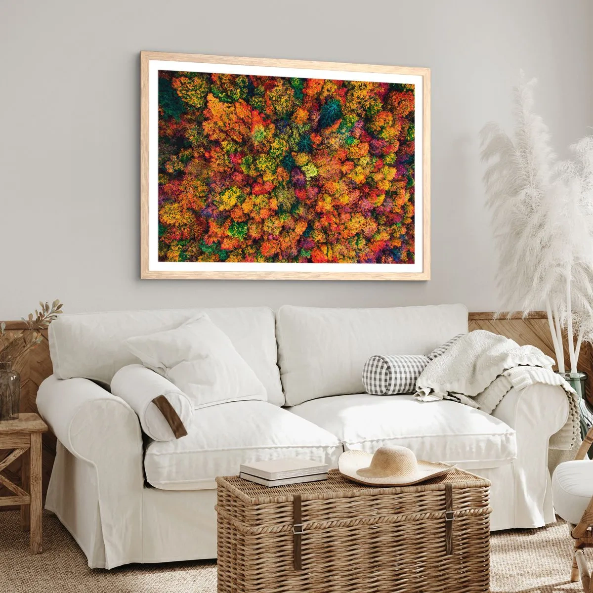 Poster in cornice rovere chiaro - Il bouquet degli alberi d'autunno - 100x70 cm