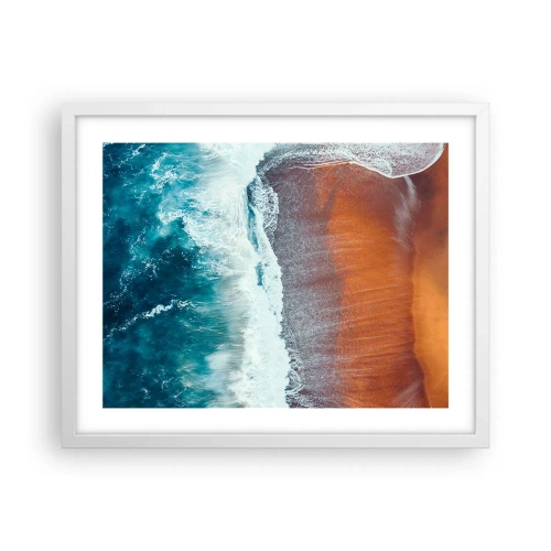 Poster in cornice bianca - Il tocco dell'oceano - 50x40 cm