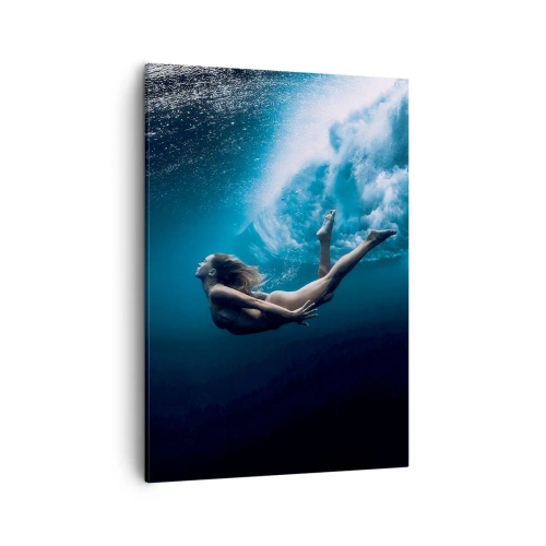 Quadro su tela - Stampe su Tela - Ripresa subacquea con una donna e bolle d'aria - 50x70cm - Moderna sirena - Decorazione murale moderna per soggiorno e camera da letto ARTTOR