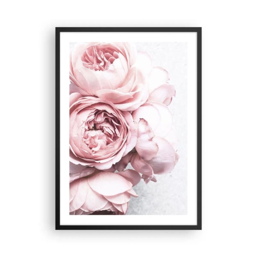 Poster in cornice nera - Delicati fiori di peonia rosa in primo piano - 50x70cm - Per i romantici - Decorazione murale moderna per soggiorno e camera da letto ARTTOR